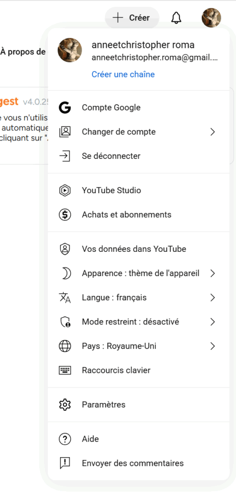 Créer une chaîne YouTube