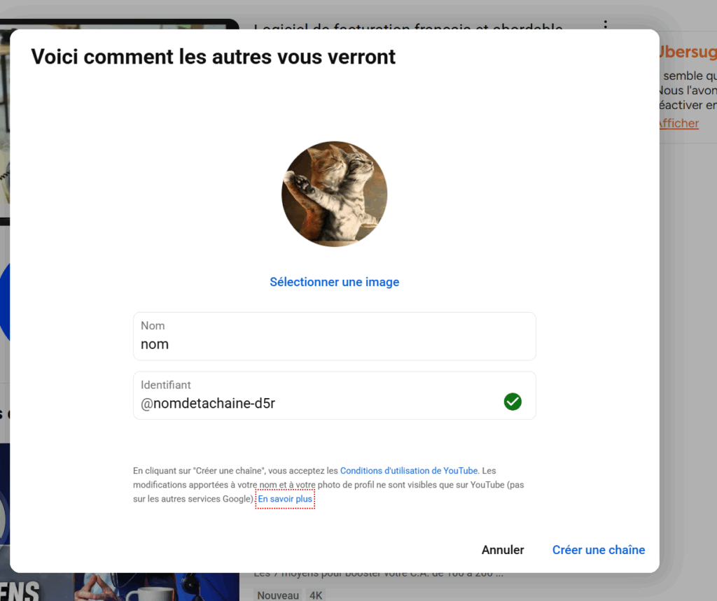 Créer une chaîne YouTube