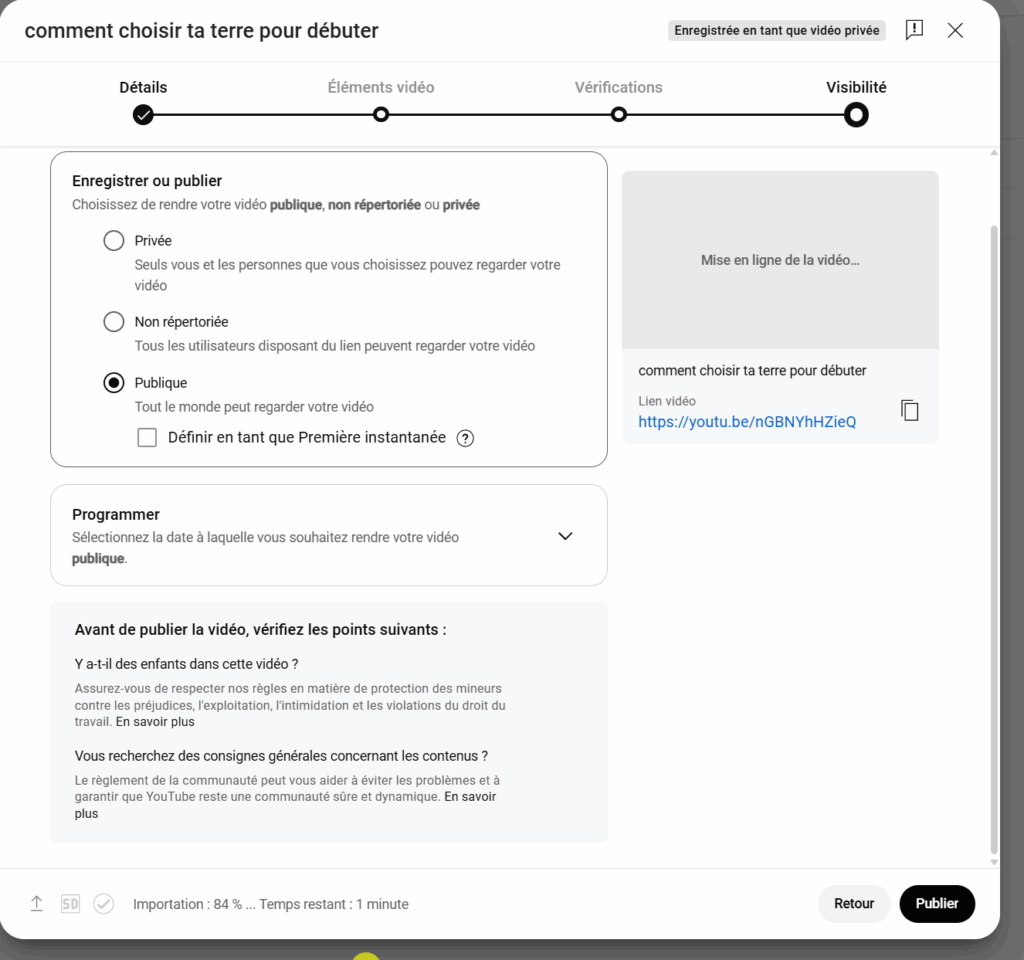 publier ta première vidéo